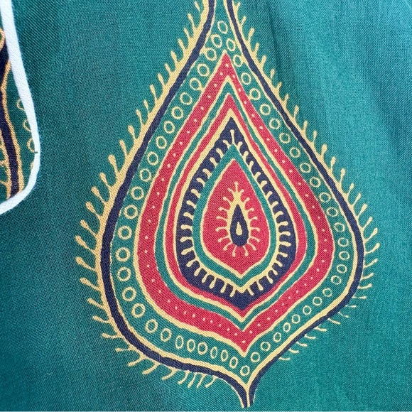 SOS PJ’s Soothe Our Souls 100% Cotton Made in India Diya Print Pj Shirt Green XS - Picture 5 of 6
